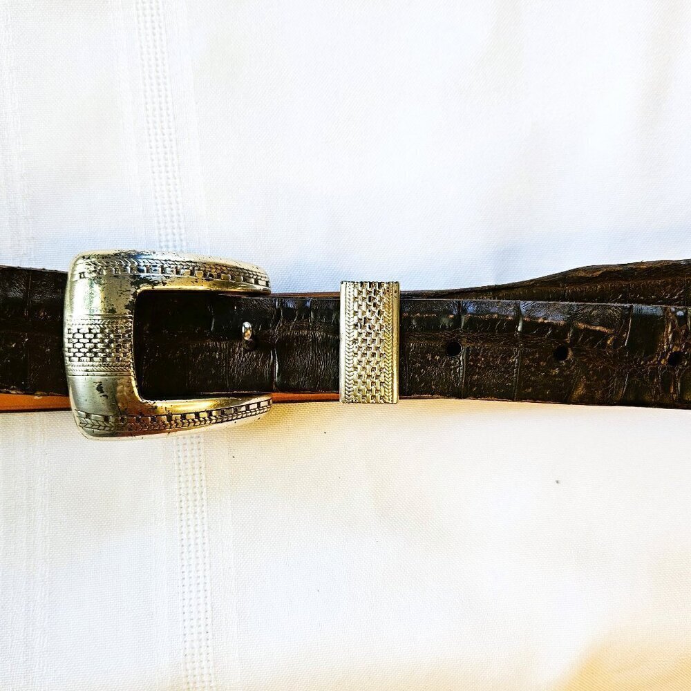 Luca di Marco CRESCENT Men's Black Western 100% Grain Leather Belt Size 38